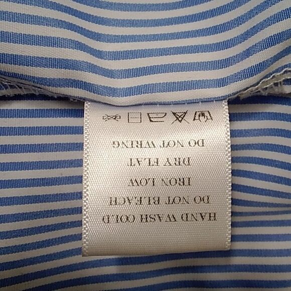 MANGO USA Blue and Black Relaxed Striped Embroidery Women's Blouses Size S - Picture 14 of 16